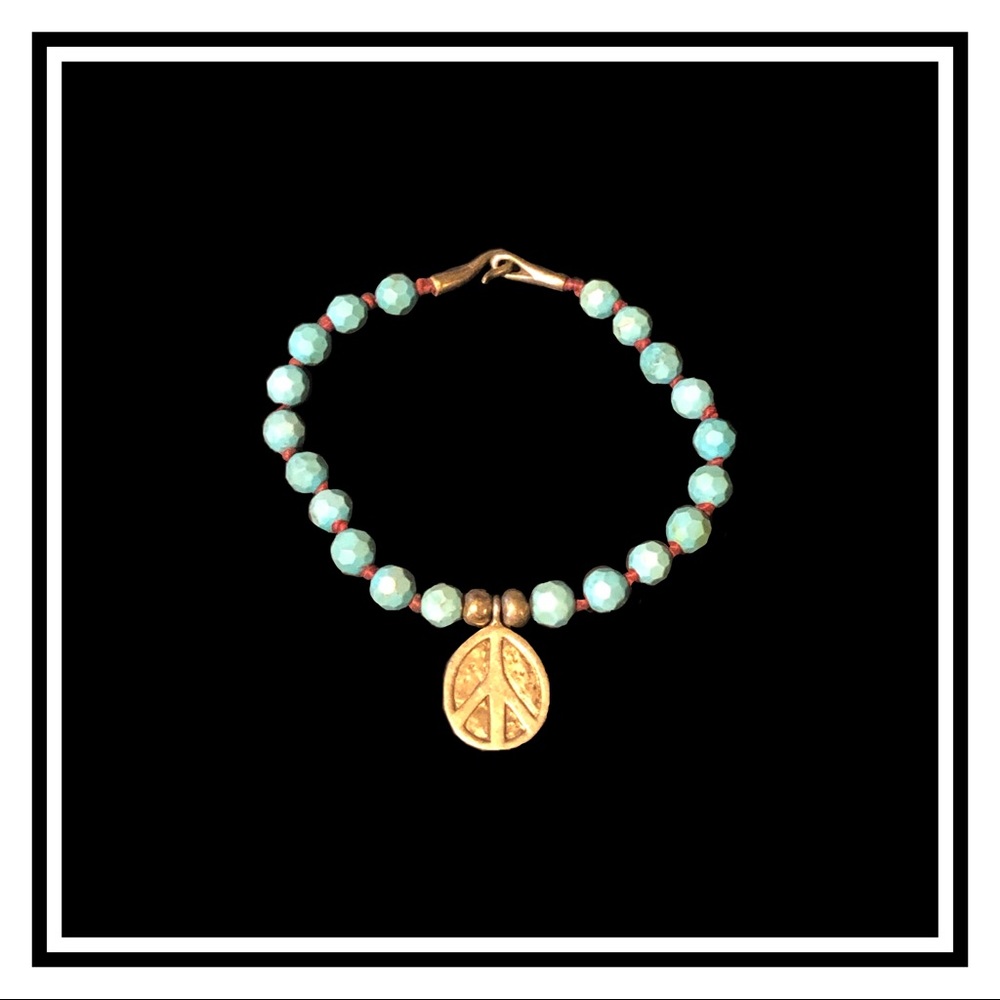 Turquoise and Silver Peace Bracelet